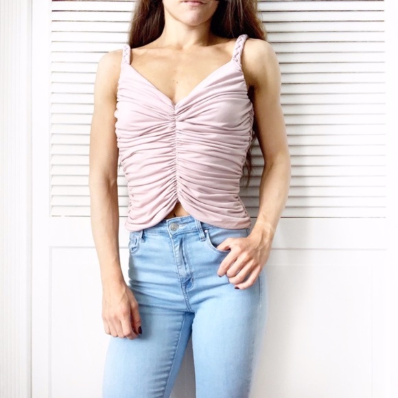 Sagie Paris Blush Ruched Camisole Cropped Blouse - Picture 1 of 8